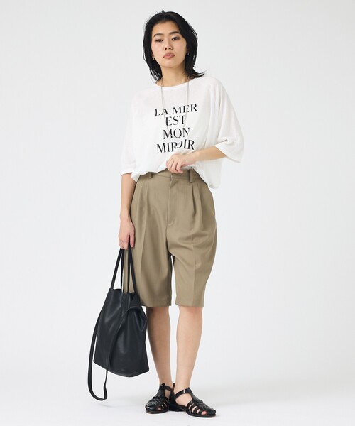 Rouge vif Anna(ルージュヴィフアンナ)の「サイロツイルハーフパンツ(その他パンツ・レディース・グレイッシュベージュ/オフホワイト・36/38)」の4枚目の写真