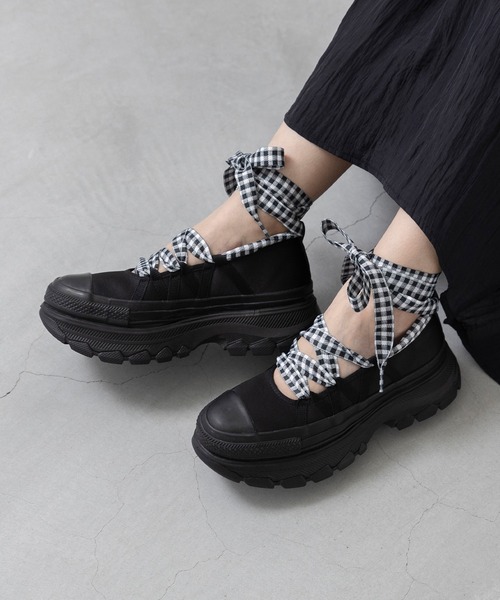 CONVERSE(コンバース)の「CONVERSE コンバース ALL STAR TREKWAVE BL OX オールスター 厚底 レースアップ スニーカー(スニーカー・レディース・ブラック/ミント・23.5cm/23.0cm/22.5cm/22.0cm/26.0cm/25.5cm/25.0cm/24.5cm/24.0cm)」の22枚目の写真