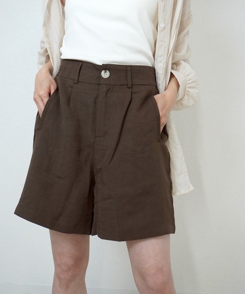 gossara(ゴサラ)の「【脚長見え】ヘリンボーン柄ショートパンツ(その他パンツ・レディース・ネイビー/ブラウン/アイボリー・FREE)」の2枚目の写真