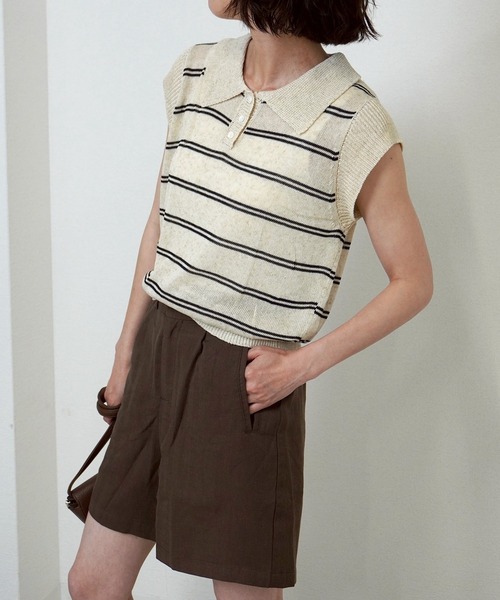 gossara(ゴサラ)の「【脚長見え】ヘリンボーン柄ショートパンツ(その他パンツ・レディース・ネイビー/ブラウン/アイボリー・FREE)」の8枚目の写真