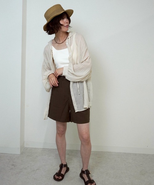gossara(ゴサラ)の「【脚長見え】ヘリンボーン柄ショートパンツ(その他パンツ・レディース・ネイビー/ブラウン/アイボリー・FREE)」の14枚目の写真