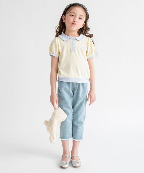 BRANSHES(ブランシェス)の「【接触冷感】ハート刺繍ポロシャツ(ポロシャツ・キッズ・ネイビー/イエロー・110/130/120/100/80/90/150/140)」の4枚目の写真