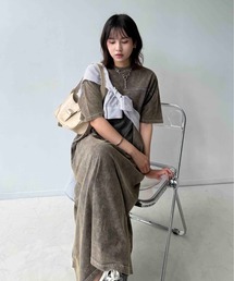 AS KNOW AS plus | 〇天竺とデニム切り替え半袖ワンピース(ワンピース)
