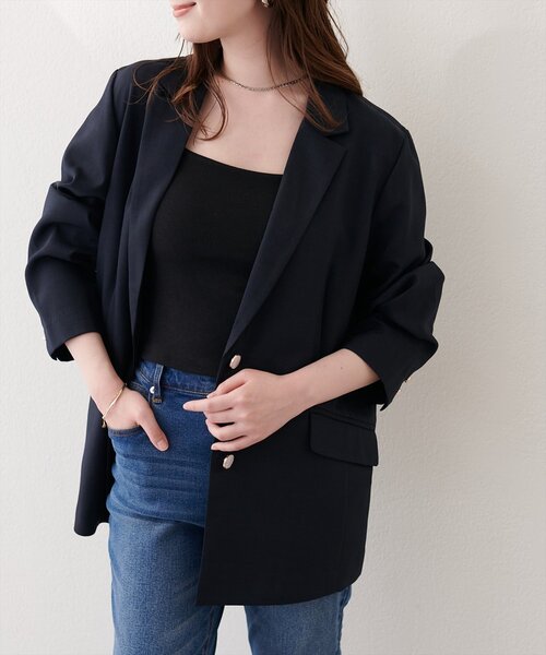 natural couture(ナチュラルクチュール)の「接触冷感マシンウォッシャブル防シワシングルテーラージャケット(テーラードジャケット・レディース・グレー/ライトベージュ/ネイビー・FREE)」の1枚目の写真