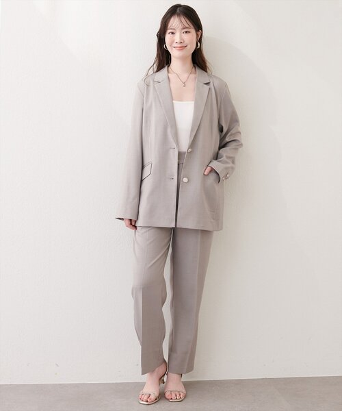 natural couture(ナチュラルクチュール)の「接触冷感マシンウォッシャブル防シワシングルテーラージャケット(テーラードジャケット・レディース・グレー/ライトベージュ/ネイビー・FREE)」の6枚目の写真