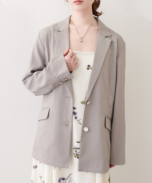 natural couture(ナチュラルクチュール)の「接触冷感マシンウォッシャブル防シワシングルテーラージャケット(テーラードジャケット・レディース・グレー/ライトベージュ/ネイビー・FREE)」の7枚目の写真
