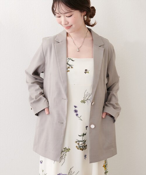 natural couture(ナチュラルクチュール)の「接触冷感マシンウォッシャブル防シワシングルテーラージャケット(テーラードジャケット・レディース・グレー/ライトベージュ/ネイビー・FREE)」の8枚目の写真