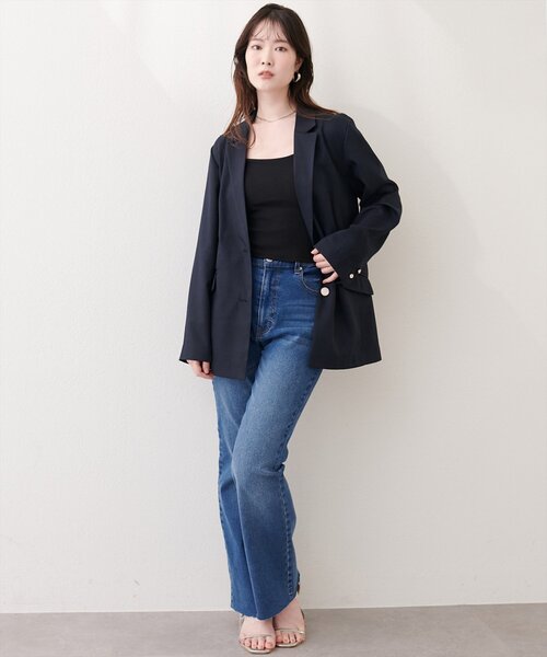 natural couture(ナチュラルクチュール)の「接触冷感マシンウォッシャブル防シワシングルテーラージャケット(テーラードジャケット・レディース・グレー/ライトベージュ/ネイビー・FREE)」の13枚目の写真