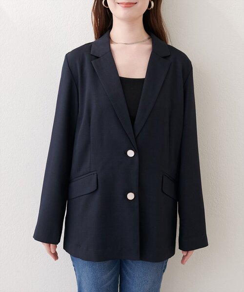 natural couture(ナチュラルクチュール)の「接触冷感マシンウォッシャブル防シワシングルテーラージャケット(テーラードジャケット・レディース・グレー/ライトベージュ/ネイビー・FREE)」の14枚目の写真