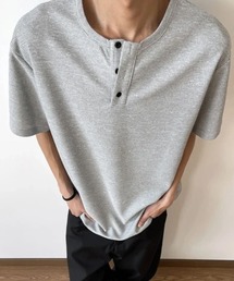 【NOWLE】ワッフル ヘンリーネック 半袖 Tシャツ / サーマルヘンリー Tシャツ