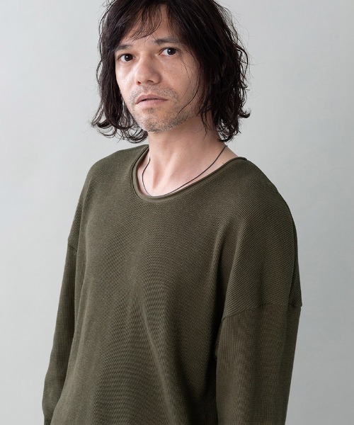 EGO TRIPPING(エゴトリッピング)の「mlt5725-WOOL THERMAL-TEE ウールサーマルカットソー(666705)(Tシャツ/カットソー・メンズ・チャコール/ブラック/オリーブ・48/46)」の4枚目の写真