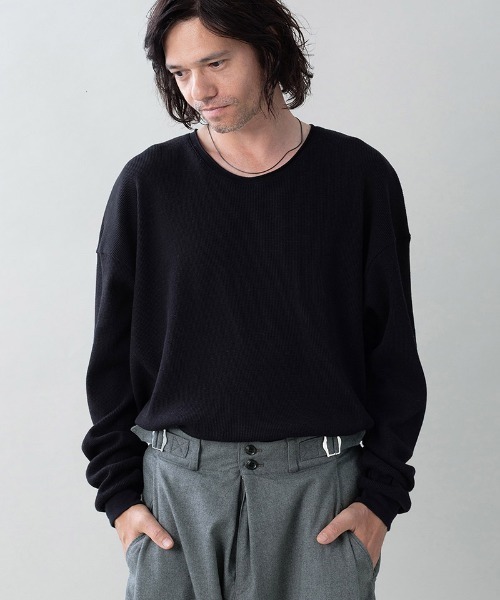 EGO TRIPPING(エゴトリッピング)の「mlt5725-WOOL THERMAL-TEE ウールサーマルカットソー(666705)(Tシャツ/カットソー・メンズ・チャコール/ブラック/オリーブ・48/46)」の5枚目の写真
