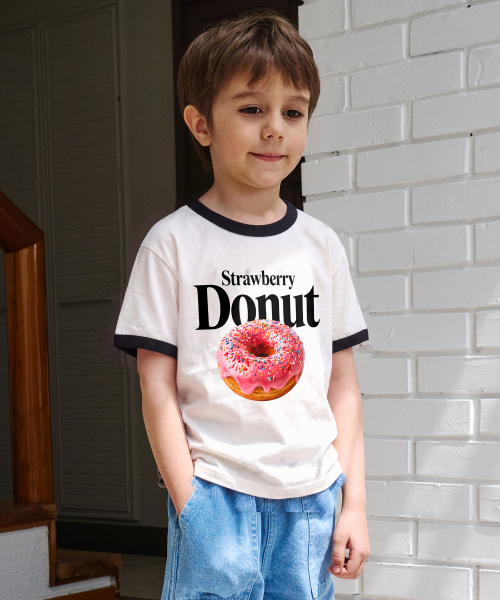 BEACHESAND CREAM KIDS(ビーチスアンドクリームキッズ)の「ドーナツリンガーTシャツ-ネイビー(Tシャツ/カットソー・レディース・ネイビー・S(110)/M(120)/L(130))」の2枚目の写真