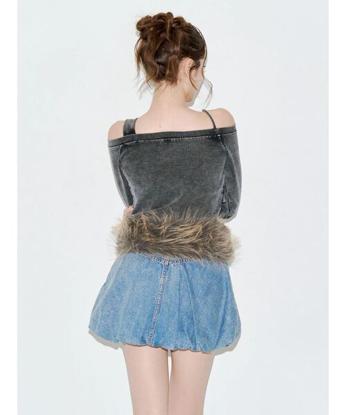 EVRIS（エヴリス）の「バルーンデニムショートパンツ（デニムスカート・レディース・ブラック/ブルー・MEDIUM/SMALL）」の19枚目の写真