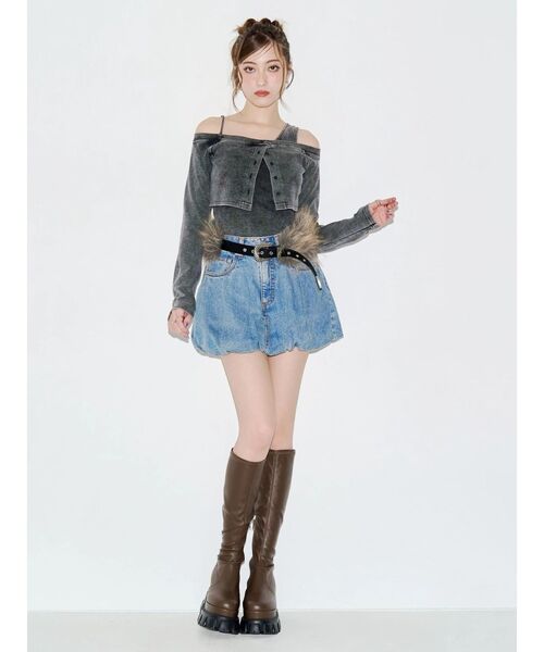 EVRIS（エヴリス）の「バルーンデニムショートパンツ（デニムスカート・レディース・ブラック/ブルー・MEDIUM/SMALL）」の20枚目の写真