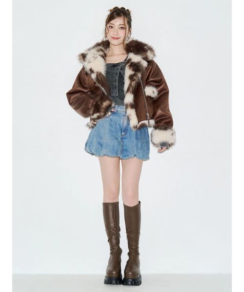 EVRIS（エヴリス）の「バルーンデニムショートパンツ（デニムスカート・レディース・ブラック/ブルー・MEDIUM/SMALL）」の22枚目の写真