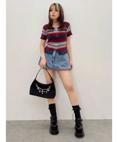 EVRIS（エヴリス）の「バルーンデニムショートパンツ（デニムスカート・レディース・ブラック/ブルー・MEDIUM/SMALL）」の10枚目の写真