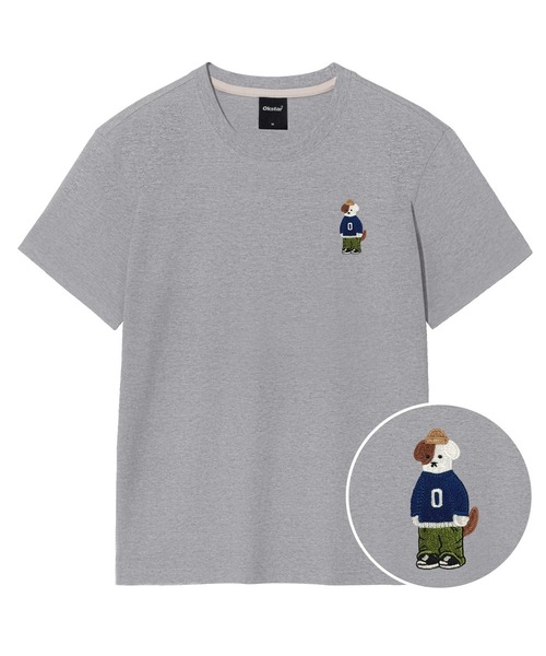 OKSTAR（オクスター）の「ミニミニビーニーブロドック刺繍半袖（Tシャツ/カットソー・レディース・ダークブルー/グレー/ダークグレー/ライトグレー/ライトベージュ/カーキ/ダークグリーン/ネイビー/ホワイト/クリーム/ブラック・X-LARGE/MEDIUM/LARGE/SMALL/2XL/3XL/4XL）」の4枚目の写真
