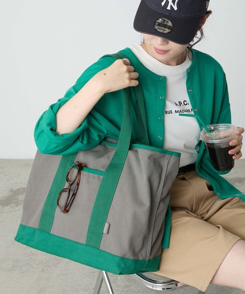 BONLECILL Marche(ボンルシールマルシェ)の「【BONLECILL Marche】《保冷ポケット付き》キャンバスBIGトートバッグ/マザーズバッグ(トートバッグ・レディース・アイボリー/ブラウン/チャコールグレー/バーガンディー/キャメル/ネイビー・FREE)」の3枚目の写真