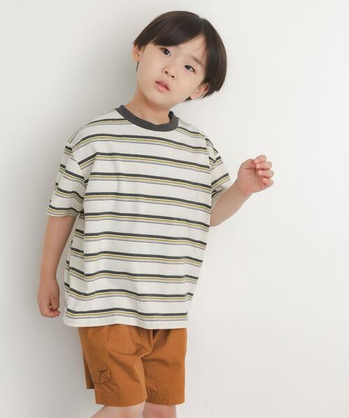 URBAN RESEARCH DOORS(アーバンリサーチドアーズ)の「『150サイズあり』ランダムボーダーワイドTシャツ(KIDS)(Tシャツ/カットソー・キッズ・アイボリー/ネイビー・105/135/150/120)」の3枚目の写真