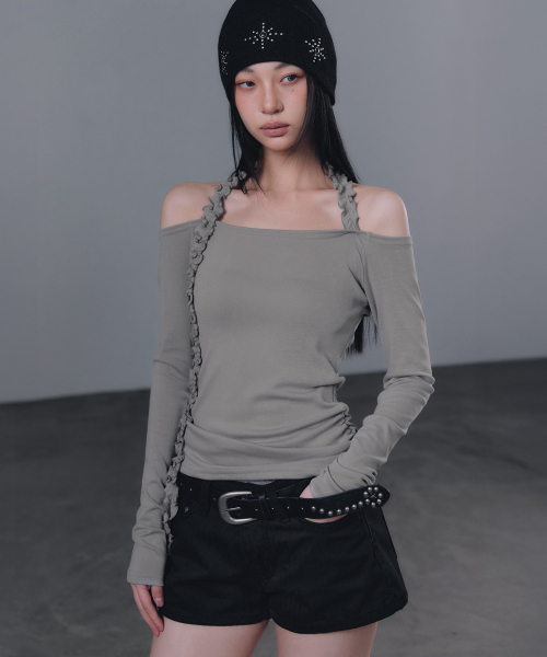 GROWHIDE（グロウハイド）の「ベルビン ホルターツイストオフ 長袖Tシャツ_グレー（Tシャツ/カットソー・レディース・グレー・FREE）」の6枚目の写真