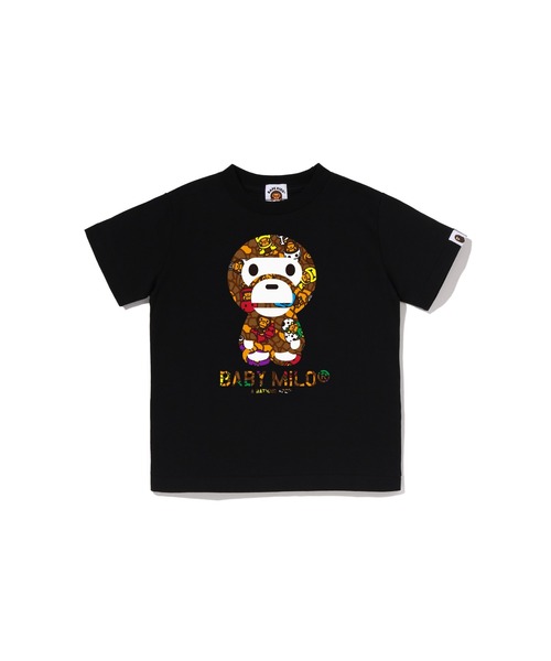 A BATHING APE（アベイシングエイプ）の「MILO MULTI DINOSAURS PATTERN BABY MILO TEE（Tシャツ/カットソー・キッズ・ホワイト/ブラック・100/140/120/130/90/110）」の2枚目の写真