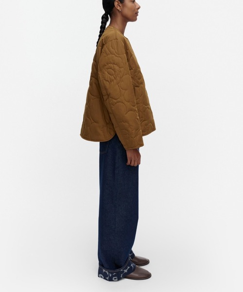 marimekko（マリメッコ）の「【バナー掲載特典付】Kapseli Piirto Unikko  / coat（ノーカラーコート・レディース・ブラウン・SMALL/X-SMALL/XX-SMALL/X-LARGE/LARGE/MEDIUM）」の4枚目の写真