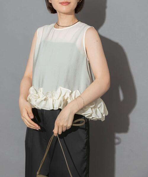 URBAN RESEARCH ROSSO WOMEN(アーバンリサーチ ロッソ)の「フリルヘムブラウスセットアップ(その他パンツ・レディース・ライトブルー/オフホワイト・FREE)」の12枚目の写真