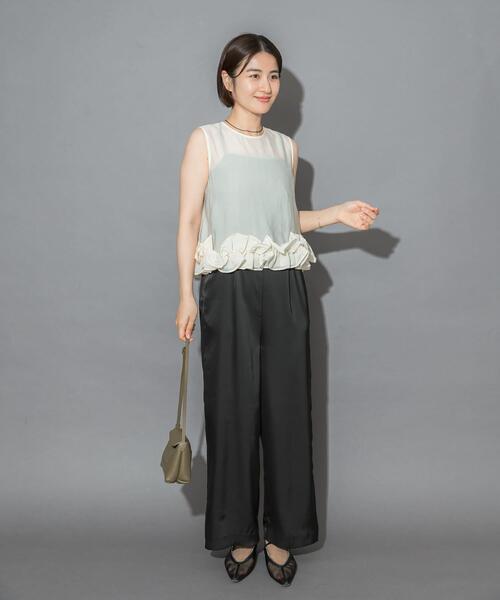 URBAN RESEARCH ROSSO WOMEN(アーバンリサーチ ロッソ)の「フリルヘムブラウスセットアップ(その他パンツ・レディース・ライトブルー/オフホワイト・FREE)」の14枚目の写真
