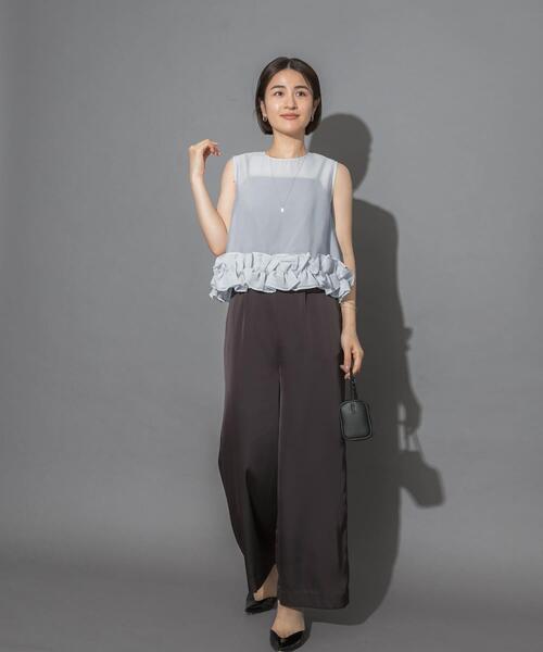 URBAN RESEARCH ROSSO WOMEN(アーバンリサーチ ロッソ)の「フリルヘムブラウスセットアップ(その他パンツ・レディース・ライトブルー/オフホワイト・FREE)」の19枚目の写真