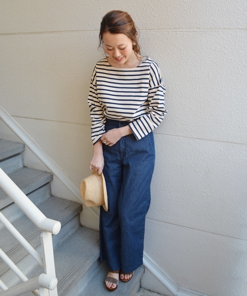 Khaju（カージュ）の「Khaju: デニムワイドパンツ□（デニムパンツ・レディース・ダークブルー/ブルー・27/26）」の3枚目の写真