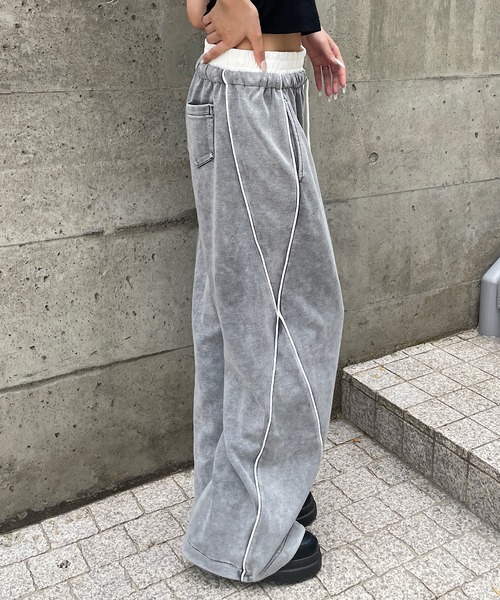 ROGER AND RAW(ロジャーアンドロウ)の「バイカラー サイドラインスウェットパンツ(スウェットパンツ・レディース・ブラック/グレー・FREE)」の2枚目の写真