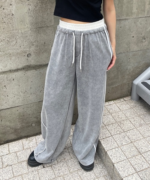 ROGER AND RAW(ロジャーアンドロウ)の「バイカラー サイドラインスウェットパンツ(スウェットパンツ・レディース・ブラック/グレー・FREE)」の3枚目の写真