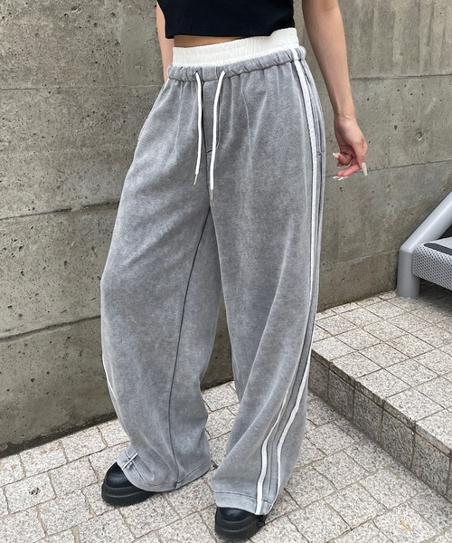 ROGER AND RAW(ロジャーアンドロウ)の「バイカラー サイドラインスウェットパンツ(スウェットパンツ・レディース・ブラック/グレー・FREE)」の6枚目の写真