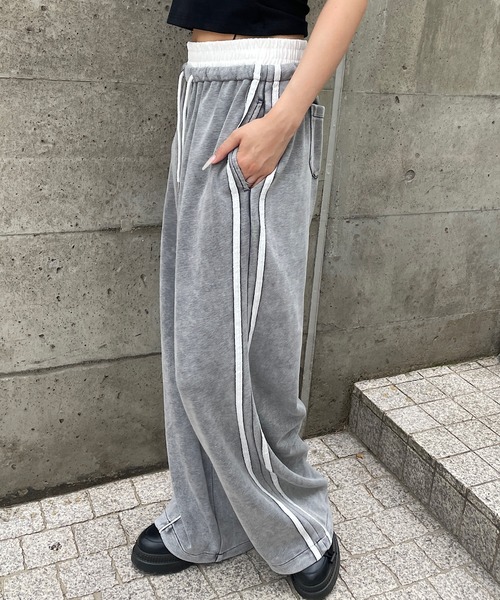 ROGER AND RAW(ロジャーアンドロウ)の「バイカラー サイドラインスウェットパンツ(スウェットパンツ・レディース・ブラック/グレー・FREE)」の7枚目の写真