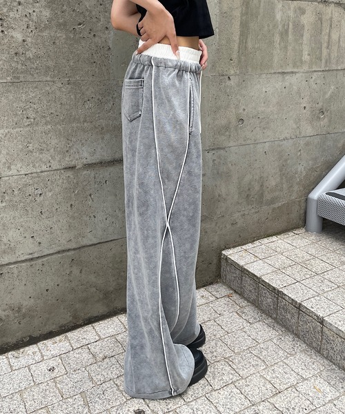 ROGER AND RAW(ロジャーアンドロウ)の「バイカラー サイドラインスウェットパンツ(スウェットパンツ・レディース・ブラック/グレー・FREE)」の11枚目の写真
