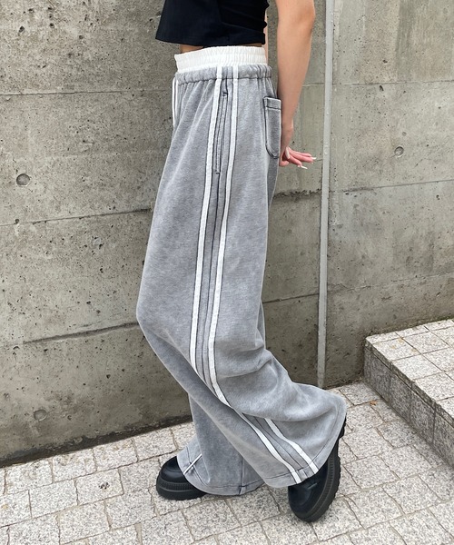 ROGER AND RAW(ロジャーアンドロウ)の「バイカラー サイドラインスウェットパンツ(スウェットパンツ・レディース・ブラック/グレー・FREE)」の12枚目の写真