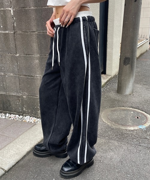 ROGER AND RAW(ロジャーアンドロウ)の「バイカラー サイドラインスウェットパンツ(スウェットパンツ・レディース・ブラック/グレー・FREE)」の22枚目の写真