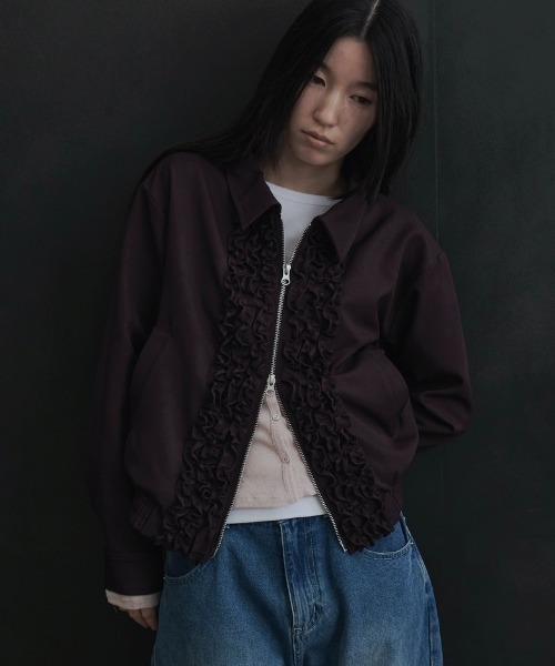 double zip-up frill blouson / ダブルジップコンパクトフリルブルゾン