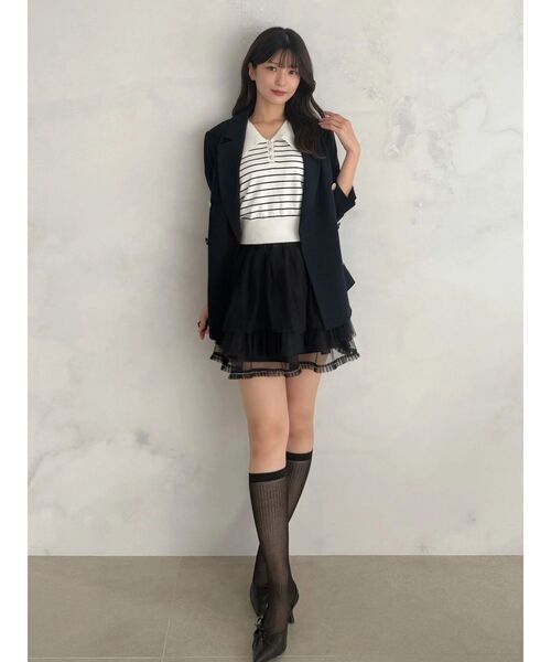 MERCURYDUO(マーキュリーデュオ)の「ティアードチュールミニスカパン(スカート・レディース・オフホワイト/ブラック・FREE)」の16枚目の写真