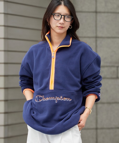 Champion（チャンピオン）の「Champion/チャンピオン HALF ZIP JACKET ハーフジップ ジャケット フリース フロント ブランドロゴ 刺繍 パイピング メンズ レディース 2026年秋冬 秋服（スウェット・メンズ・ブラック/ネイビー/イエロー系/ライトオレンジ系・M/L）」の18枚目の写真