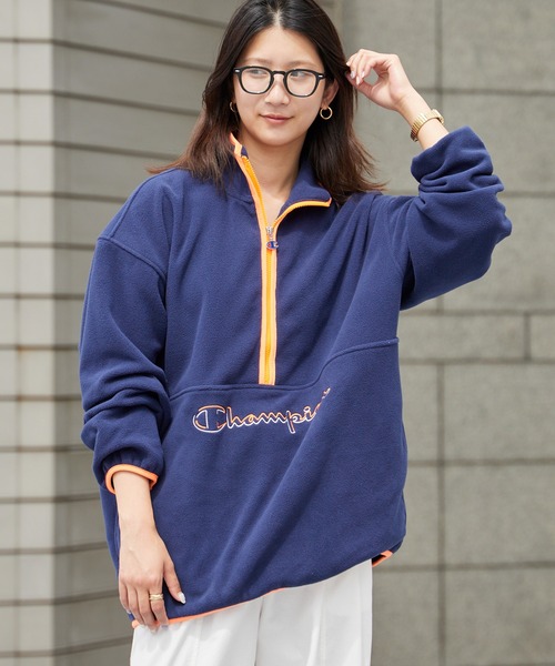 Champion（チャンピオン）の「Champion/チャンピオン HALF ZIP JACKET ハーフジップ ジャケット フリース フロント ブランドロゴ 刺繍 パイピング メンズ レディース 2026年秋冬 秋服（スウェット・メンズ・ブラック/ネイビー/イエロー系/ライトオレンジ系・M/L）」の16枚目の写真