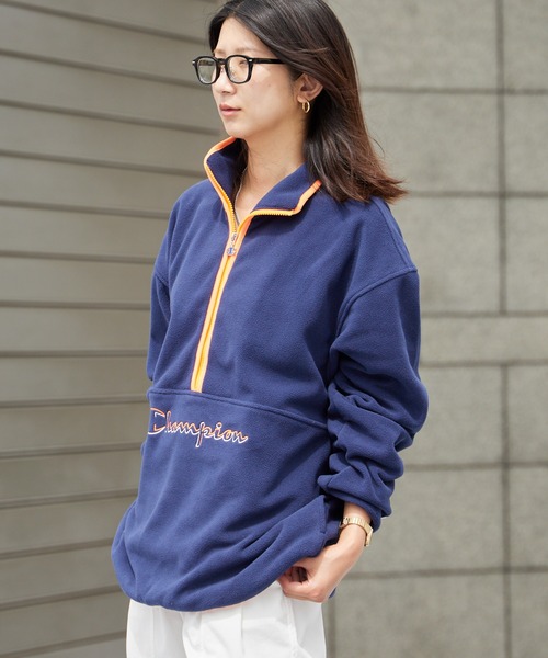Champion（チャンピオン）の「Champion/チャンピオン HALF ZIP JACKET ハーフジップ ジャケット フリース フロント ブランドロゴ 刺繍 パイピング メンズ レディース 2026年秋冬 秋服（スウェット・メンズ・ブラック/ネイビー/イエロー系/ライトオレンジ系・M/L）」の15枚目の写真