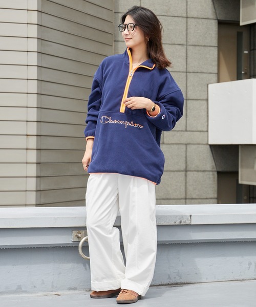 Champion（チャンピオン）の「Champion/チャンピオン HALF ZIP JACKET ハーフジップ ジャケット フリース フロント ブランドロゴ 刺繍 パイピング メンズ レディース 2026年秋冬 秋服（スウェット・メンズ・ブラック/ネイビー/イエロー系/ライトオレンジ系・M/L）」の14枚目の写真