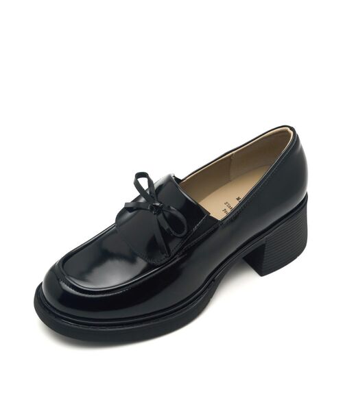 APIED MARCHE(アピエド マルシェ)の「アビニョン ボウ ミドル 牛革 ローファー 6.5cm -PM3029 (1カラー)(ローファー・レディース・ブラック・25cm/24.5cm/24cm/22.5cm/23cm/23.5cm)」の1枚目の写真