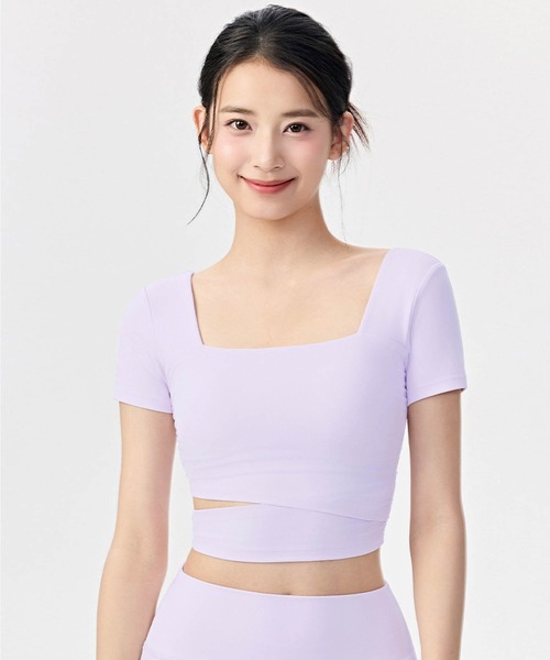 OSYAREVO(オシャレボ)の「ヨガウェア トップス カップ付き カシュクール 半袖(その他トップス・レディース・オフホワイト/アッシュブラウン/ライトブルー/ラベンダー・MEDIUM/SMALL/X-LARGE/LARGE)」の13枚目の写真