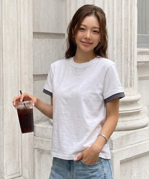 VANNWORKS（バンワークス）の「[クロップ] レイヤードロールアップ半袖Tシャツ (VS0301) ホワイト（Tシャツ/カットソー・レディース・その他・MEDIUM/LARGE/X-LARGE）」の4枚目の写真