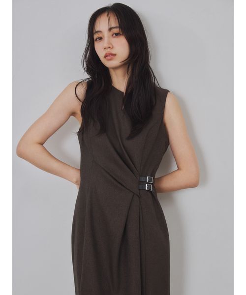 FRAY I.D(フレイアイディー)の「アシメタックドレープデザインワンピース(ワンピース・レディース・ブラウン/チェック/グレー・0/1)」の20枚目の写真