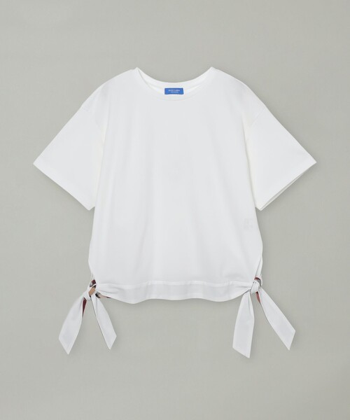 BLUE LABEL CRESTBRIDGE(ブルーレーベルクレストブリッジ)の「【一部店舗限定】ハイゲージポンチヘムリボンTシャツ(Tシャツ/カットソー・レディース・オフホワイト/ブラック/ブルー・38/40)」の9枚目の写真