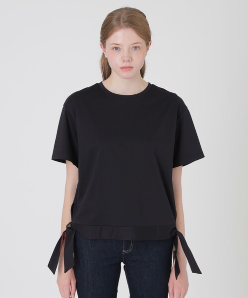 BLUE LABEL CRESTBRIDGE(ブルーレーベルクレストブリッジ)の「【一部店舗限定】ハイゲージポンチヘムリボンTシャツ(Tシャツ/カットソー・レディース・オフホワイト/ブラック/ブルー・38/40)」の11枚目の写真